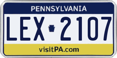 PA license plate LEX2107