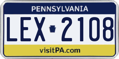 PA license plate LEX2108