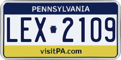 PA license plate LEX2109