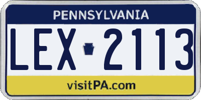 PA license plate LEX2113