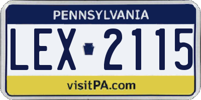 PA license plate LEX2115