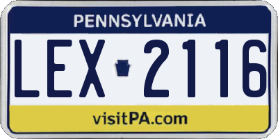 PA license plate LEX2116