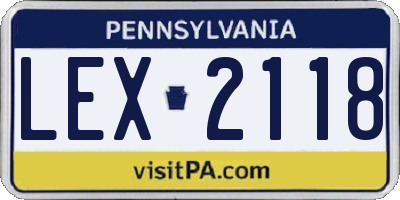 PA license plate LEX2118