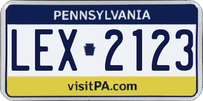 PA license plate LEX2123