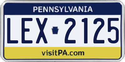 PA license plate LEX2125