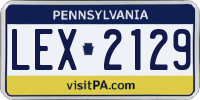 PA license plate LEX2129
