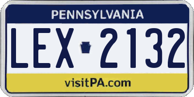 PA license plate LEX2132