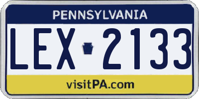 PA license plate LEX2133