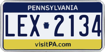 PA license plate LEX2134
