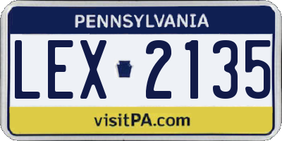 PA license plate LEX2135