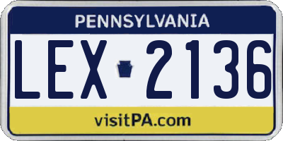 PA license plate LEX2136