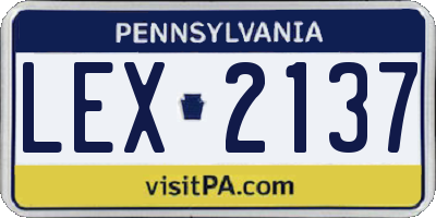 PA license plate LEX2137
