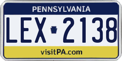 PA license plate LEX2138