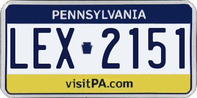 PA license plate LEX2151