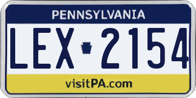 PA license plate LEX2154