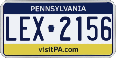 PA license plate LEX2156