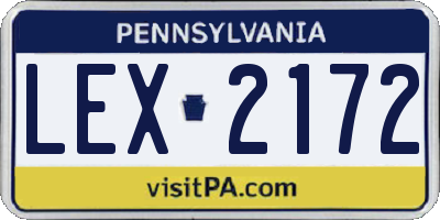 PA license plate LEX2172