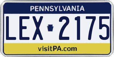 PA license plate LEX2175