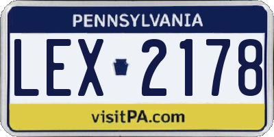 PA license plate LEX2178