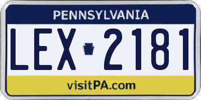 PA license plate LEX2181