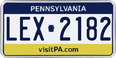 PA license plate LEX2182