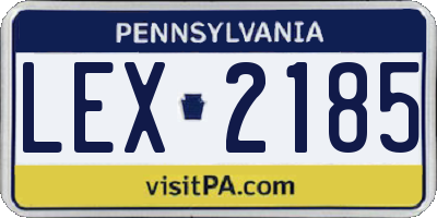 PA license plate LEX2185