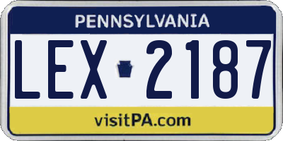 PA license plate LEX2187