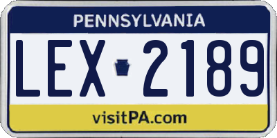 PA license plate LEX2189