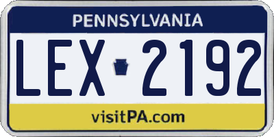 PA license plate LEX2192