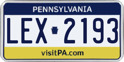 PA license plate LEX2193