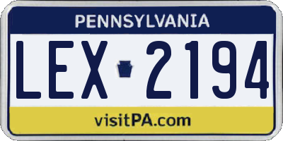 PA license plate LEX2194