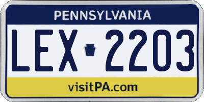 PA license plate LEX2203