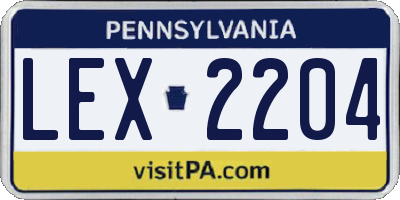 PA license plate LEX2204