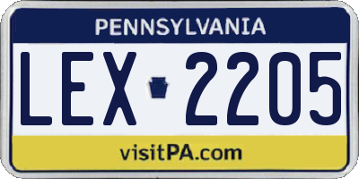 PA license plate LEX2205