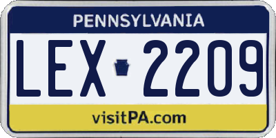 PA license plate LEX2209