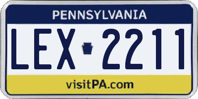 PA license plate LEX2211