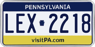 PA license plate LEX2218