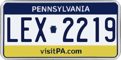 PA license plate LEX2219