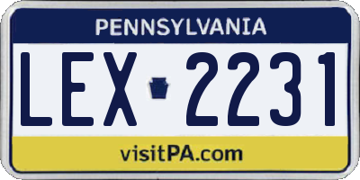 PA license plate LEX2231