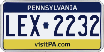 PA license plate LEX2232