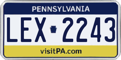 PA license plate LEX2243