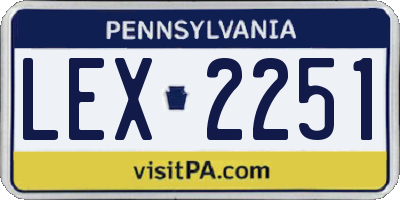 PA license plate LEX2251