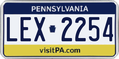 PA license plate LEX2254