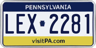 PA license plate LEX2281