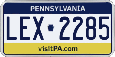 PA license plate LEX2285