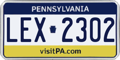 PA license plate LEX2302