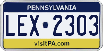 PA license plate LEX2303