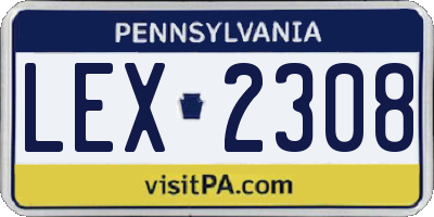 PA license plate LEX2308