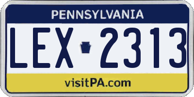 PA license plate LEX2313