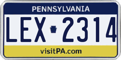 PA license plate LEX2314